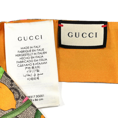 Gucci Silk Twill GG Monogram Special Flory Neck Bow Scarf Beige Yellow 3 of 3