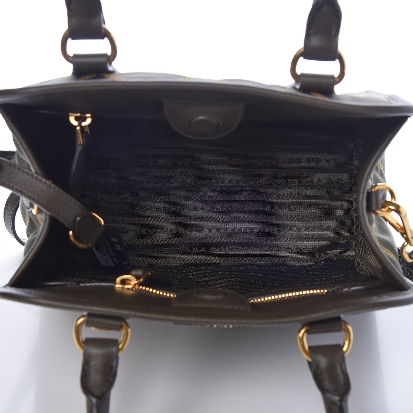 Saffiano Tessuto Nylon Impunturato Quilted Shopper Militare Soleil
