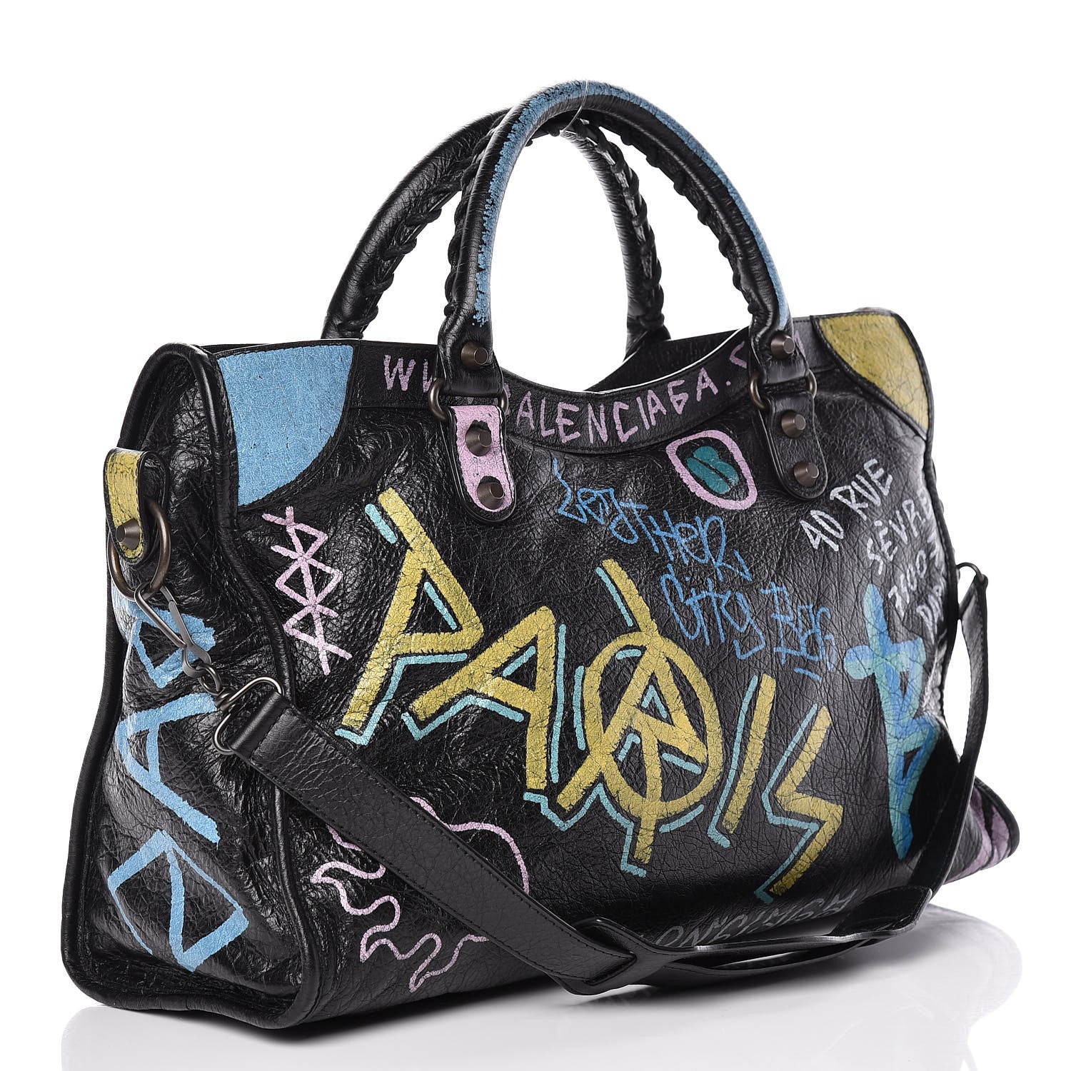 Balenciaga Agneau Graffiti All Over Classic Hardware City Black Multicolor 3 of 9