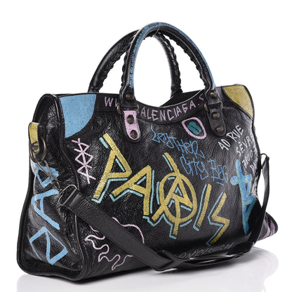 Balenciaga Agneau Graffiti All Over Classic Hardware City Black Multicolor 3 of 9