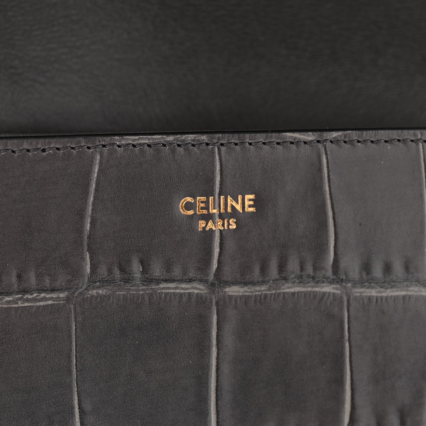 Calfskin Crocodile Embossed Medium Tassel Bag Anthracite