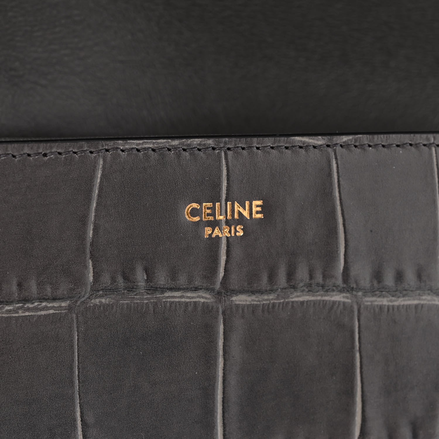 Celine Calfskin Crocodile Embossed Medium Tassel Bag Anthracite 6 of 10