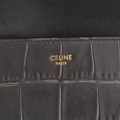 Celine Calfskin Crocodile Embossed Medium Tassel Bag Anthracite 6 of 10