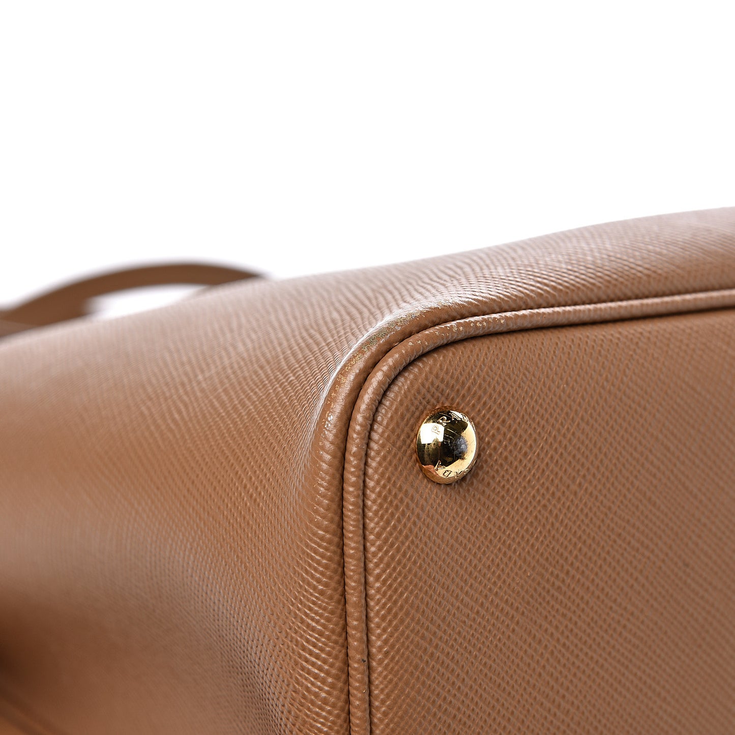 Saffiano Cuir Large Double Bag Caramel Fuoco