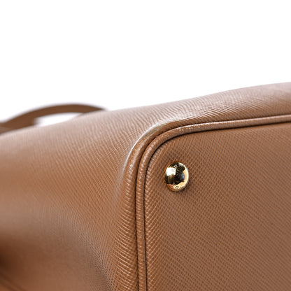 Prada Saffiano Cuir Large Double Bag Caramel Fuoco 8 of 12