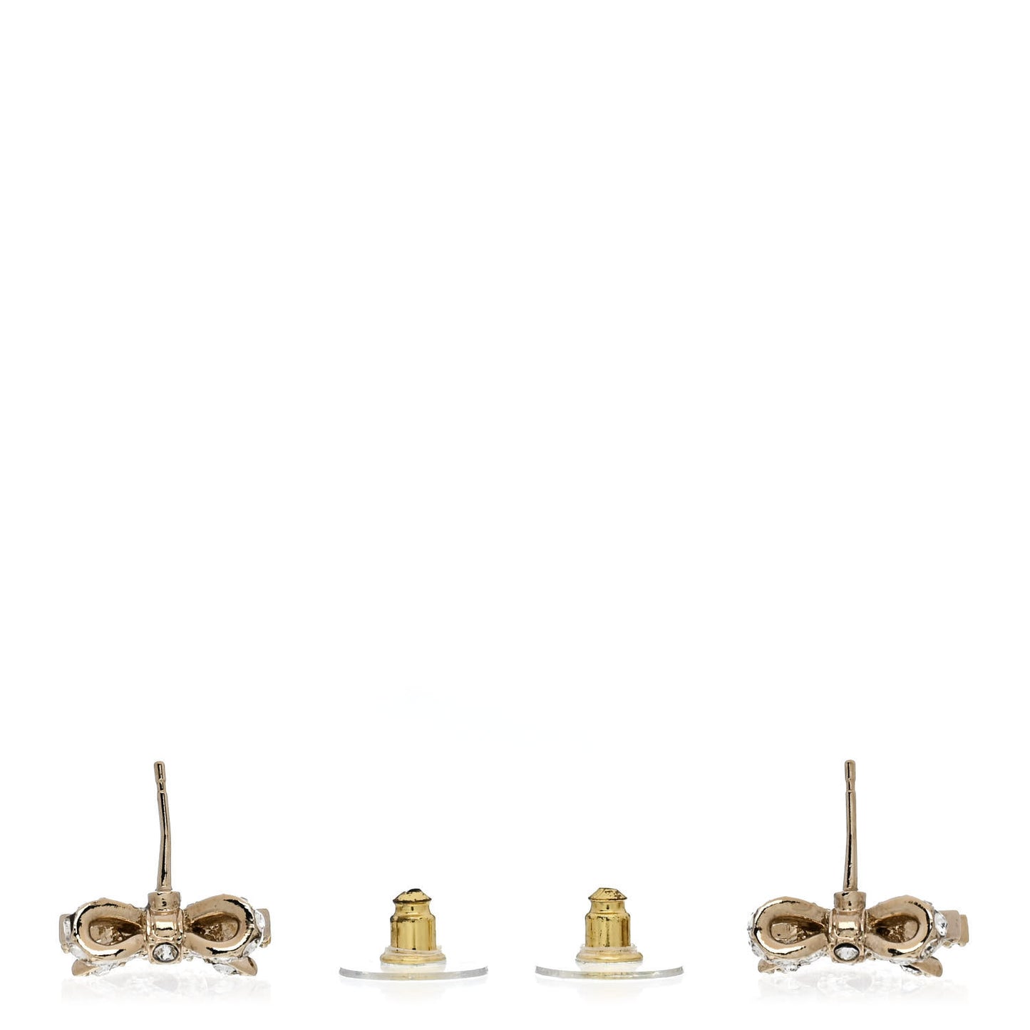 Crystal CC Bow Dangle Earrings Gold