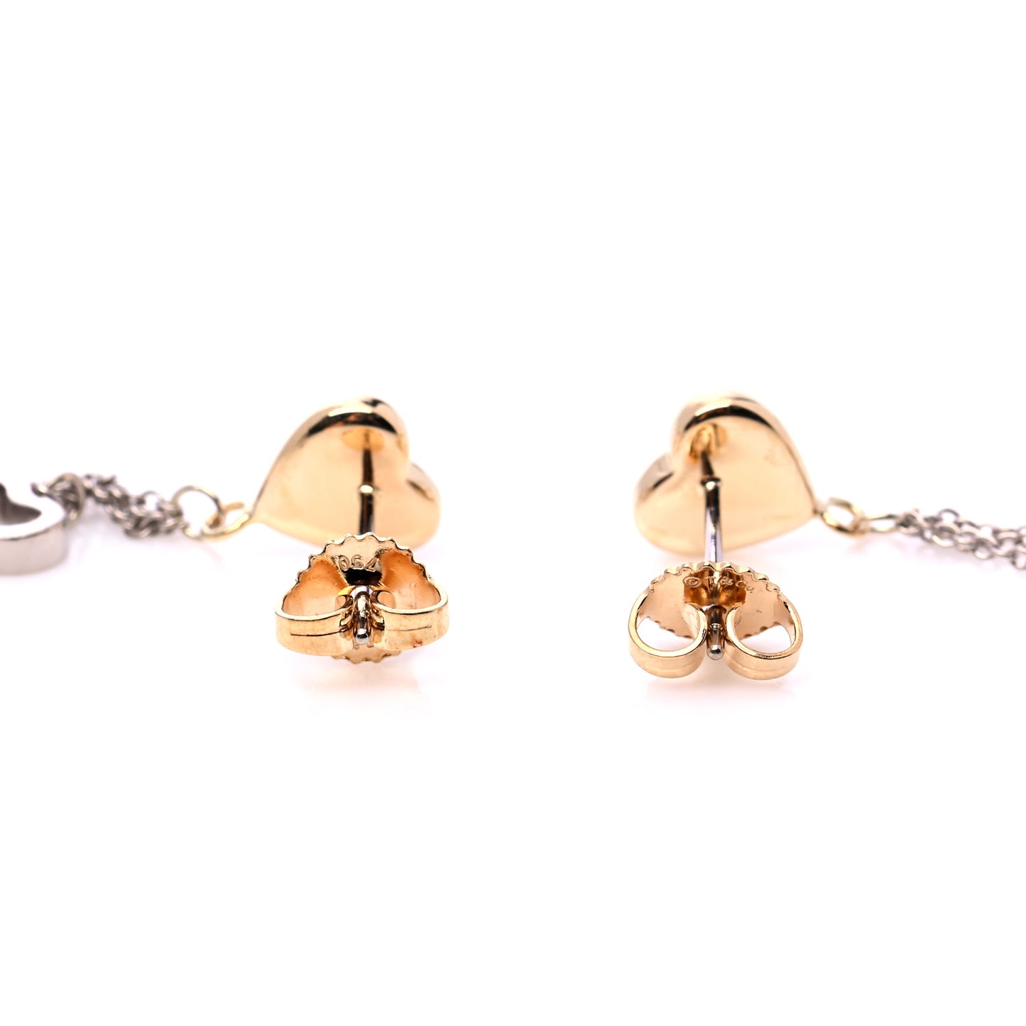 18K Yellow Gold White Gold Multi Heart Drop Earrings