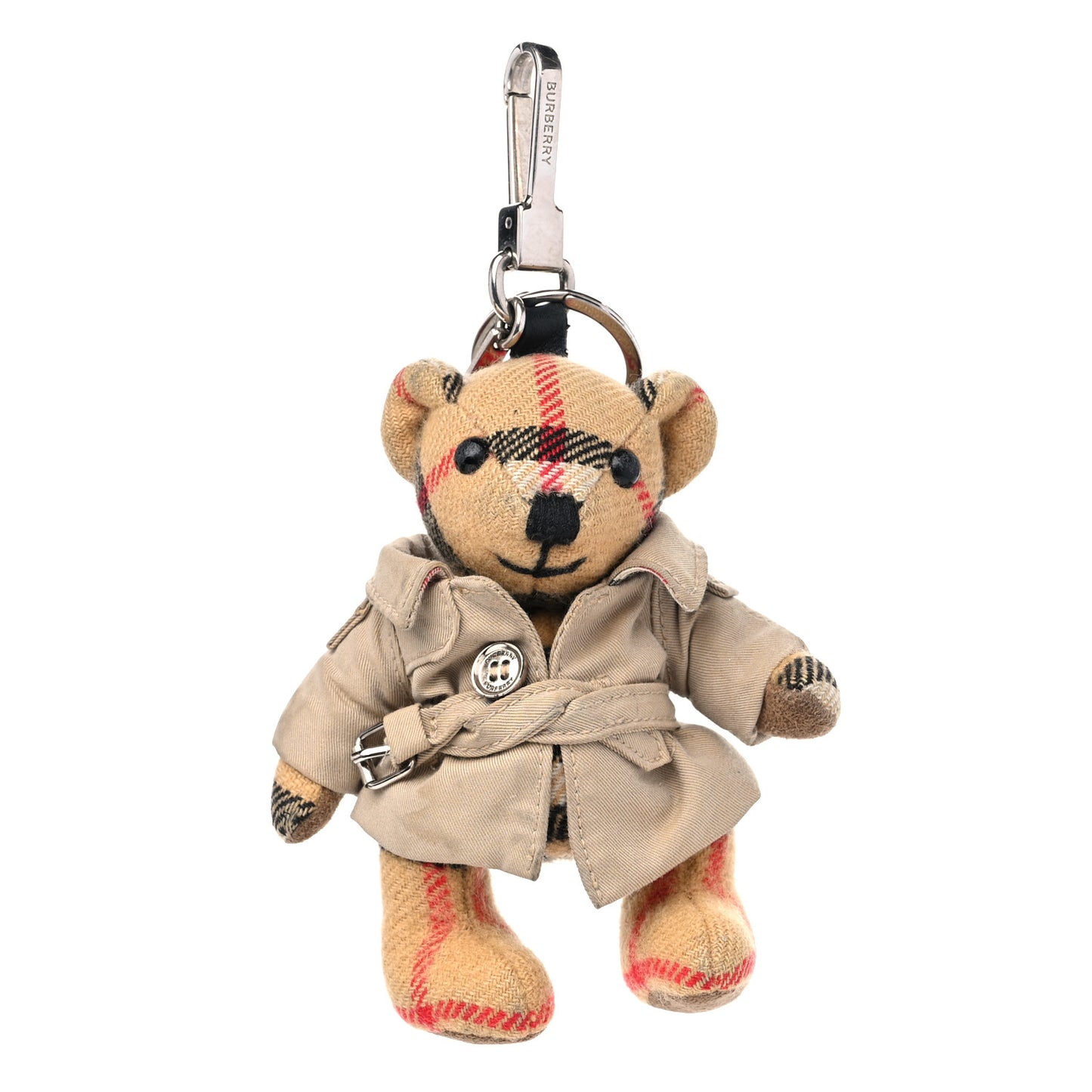 Thomas Check Trench Teddy Bear Keychain Charm Camel