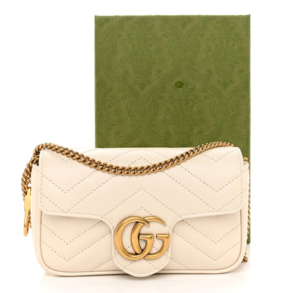 Gucci Calfskin Matelasse Super Mini GG Marmont Shoulder Bag White 11 of 11