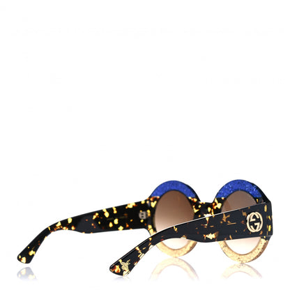 Gucci Acetate Round GG0084S Sunglasses Glitter Blue Multi 4 of 4