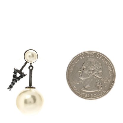 Christian Dior Crystal Pearl My ABCDior Y Tribale Earring Black Silver 2 of 4