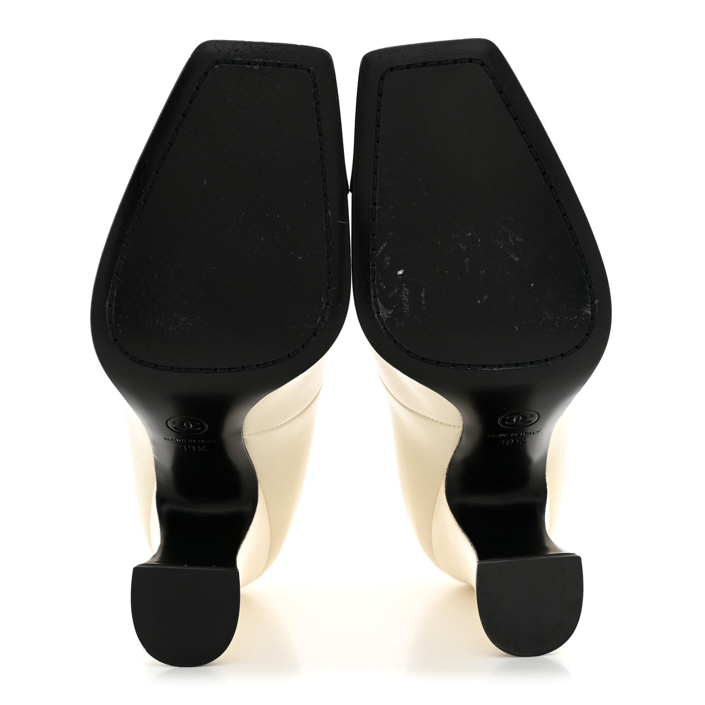 Lambskin Patent Calfskin Cap Toe Pumps 39.5 Ivory Black