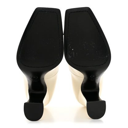 Chanel Lambskin Patent Calfskin Cap Toe Pumps 39.5 Ivory Black 6 of 13