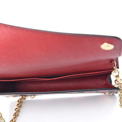 Prada Saffiano Heart Print Chain Wallet Black 5 of 8