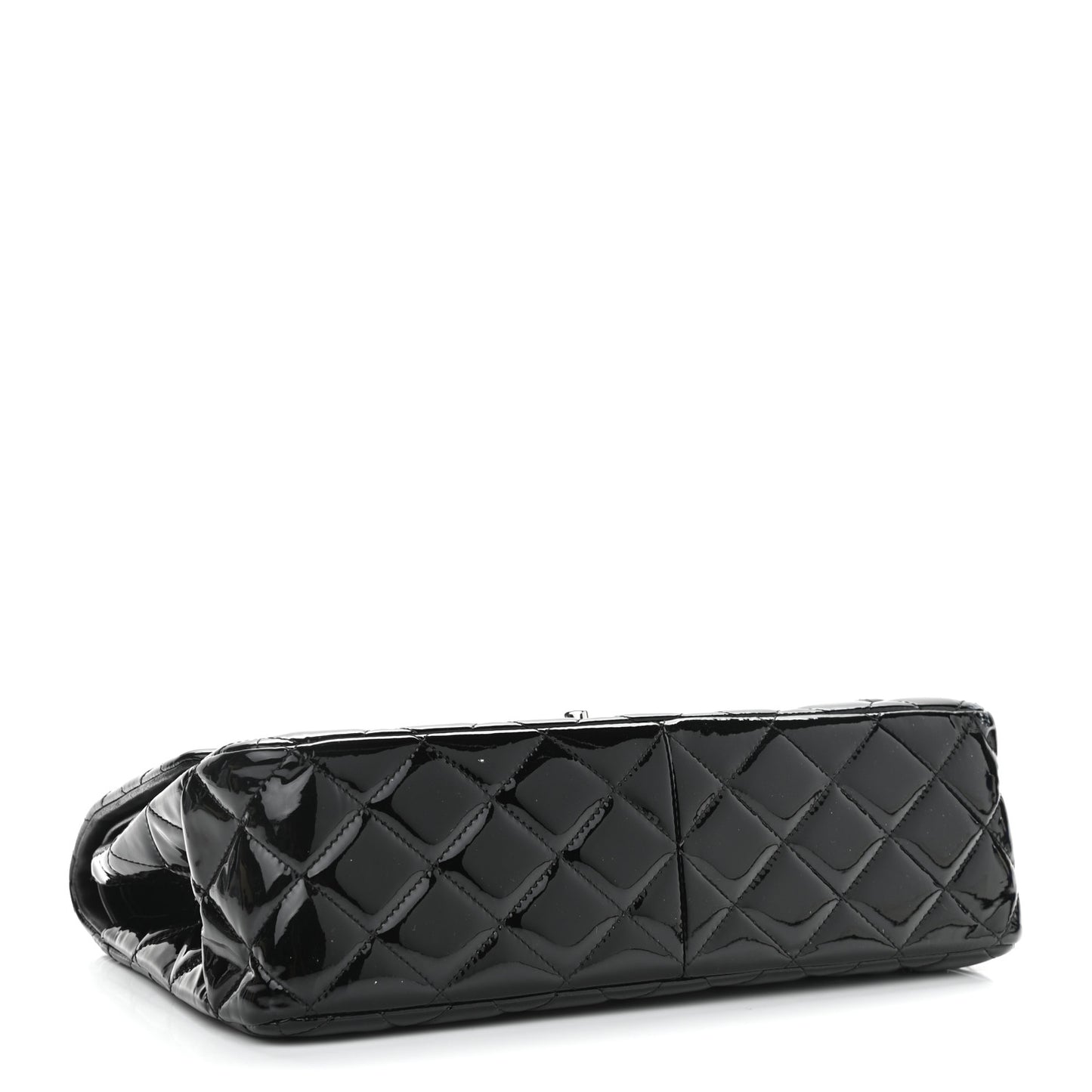 Patent Quilted Jumbo Double Flap Black
