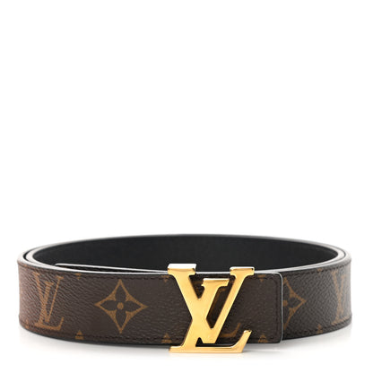 Louis Vuitton Calfskin Monogram 30mm LV Initiales Reversible Belt 85 34 Black 1 of 5