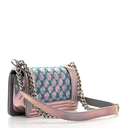 Chanel Iridescent Patent Calfskin PVC Quilted Small Boy Flap Light Purple 2 of 11