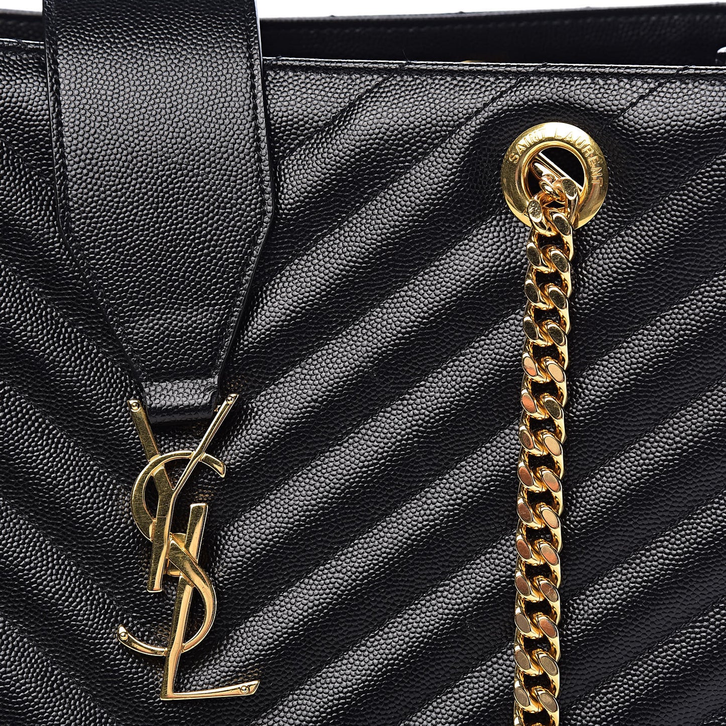 Grain De Poudre Matelasse Chevron Monogram Shopping Bag Black