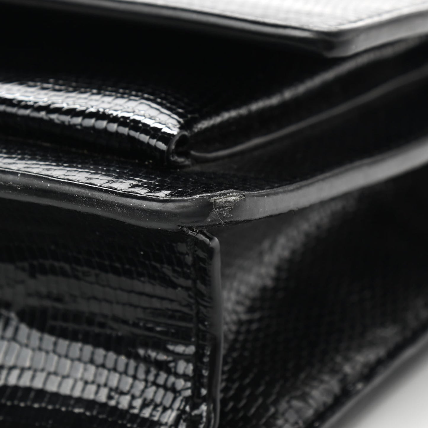 Calfskin Lizard Embossed Monogram Sunset Chain Wallet Black