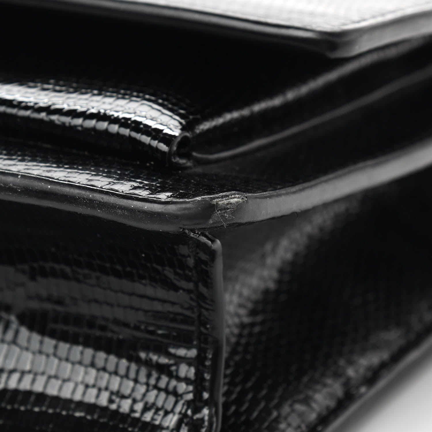 Saint Laurent Calfskin Lizard Embossed Monogram Sunset Chain Wallet Black 13 of 13