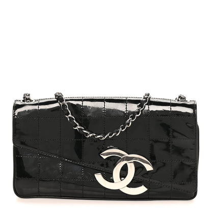 Chanel Patent Quilted Diagonal CC East West Chocolate Bar Flap Black 1 of 12