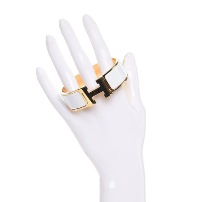 Hermes Enamel Wide Clic Clac H Bracelet PM White 2 of 5
