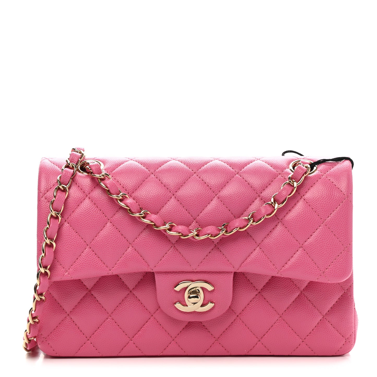Caviar Quilted Small Double Flap Pink