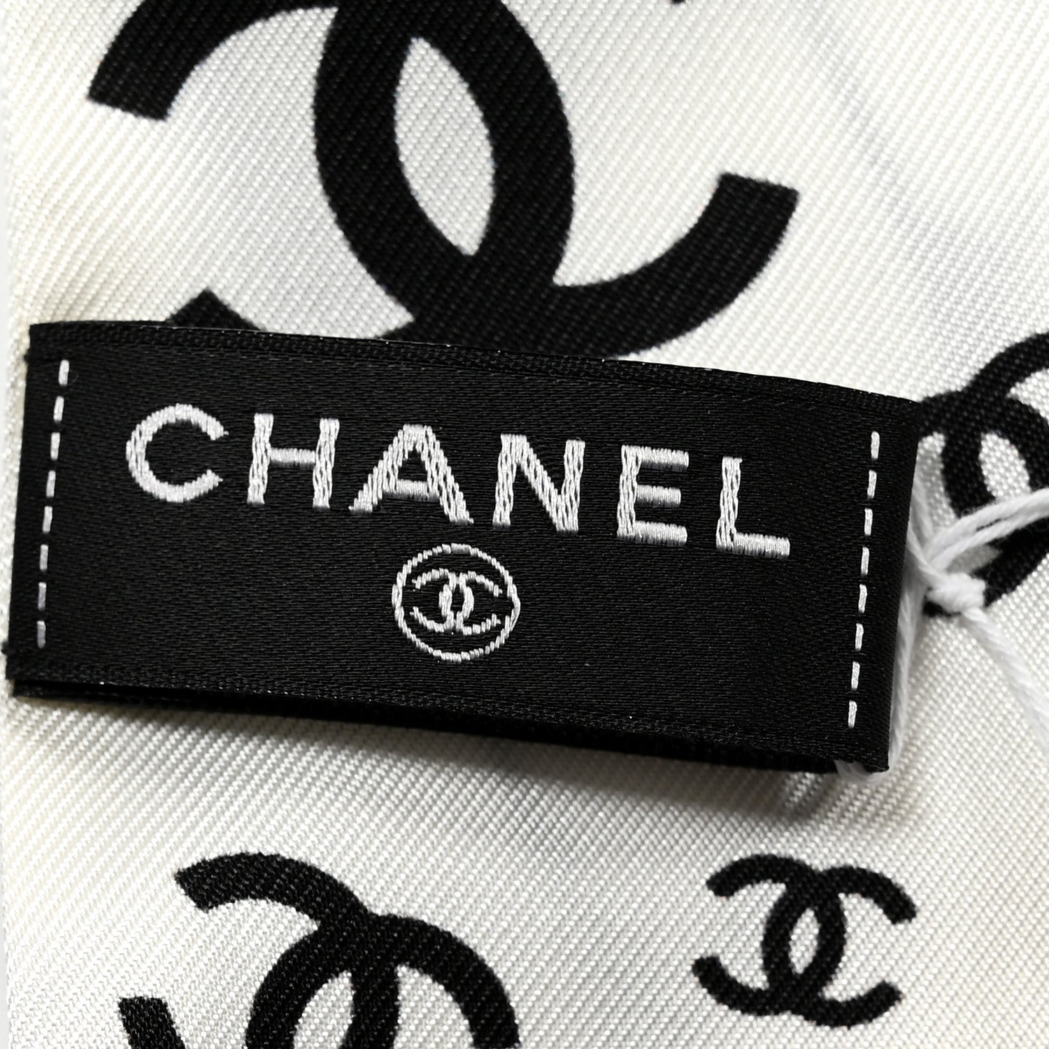 Chanel Silk CC Slim Bandeau Scarf White Black 3 of 3