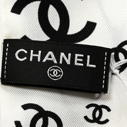 Chanel Silk CC Slim Bandeau Scarf White Black 3 of 3