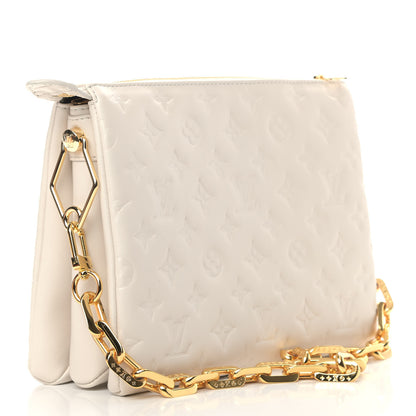 Louis Vuitton Lambskin Embossed Monogram Coussin PM Beige Cream 2 of 8