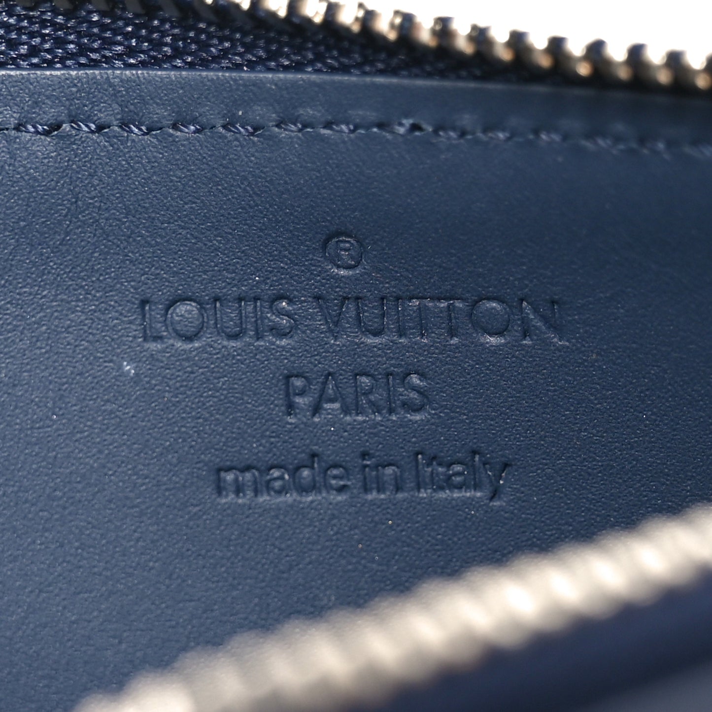 Calfskin Aerogram Coin Card Holder Navy Blue