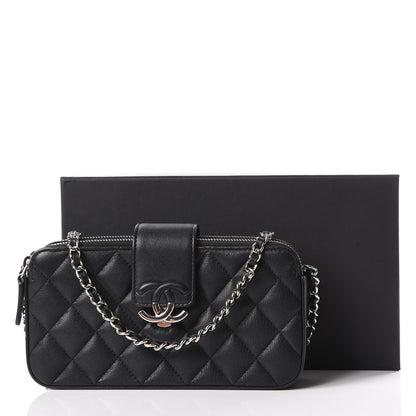 Chanel Lambskin Quilted CC Box Clutch With Chain Black 13 of 15