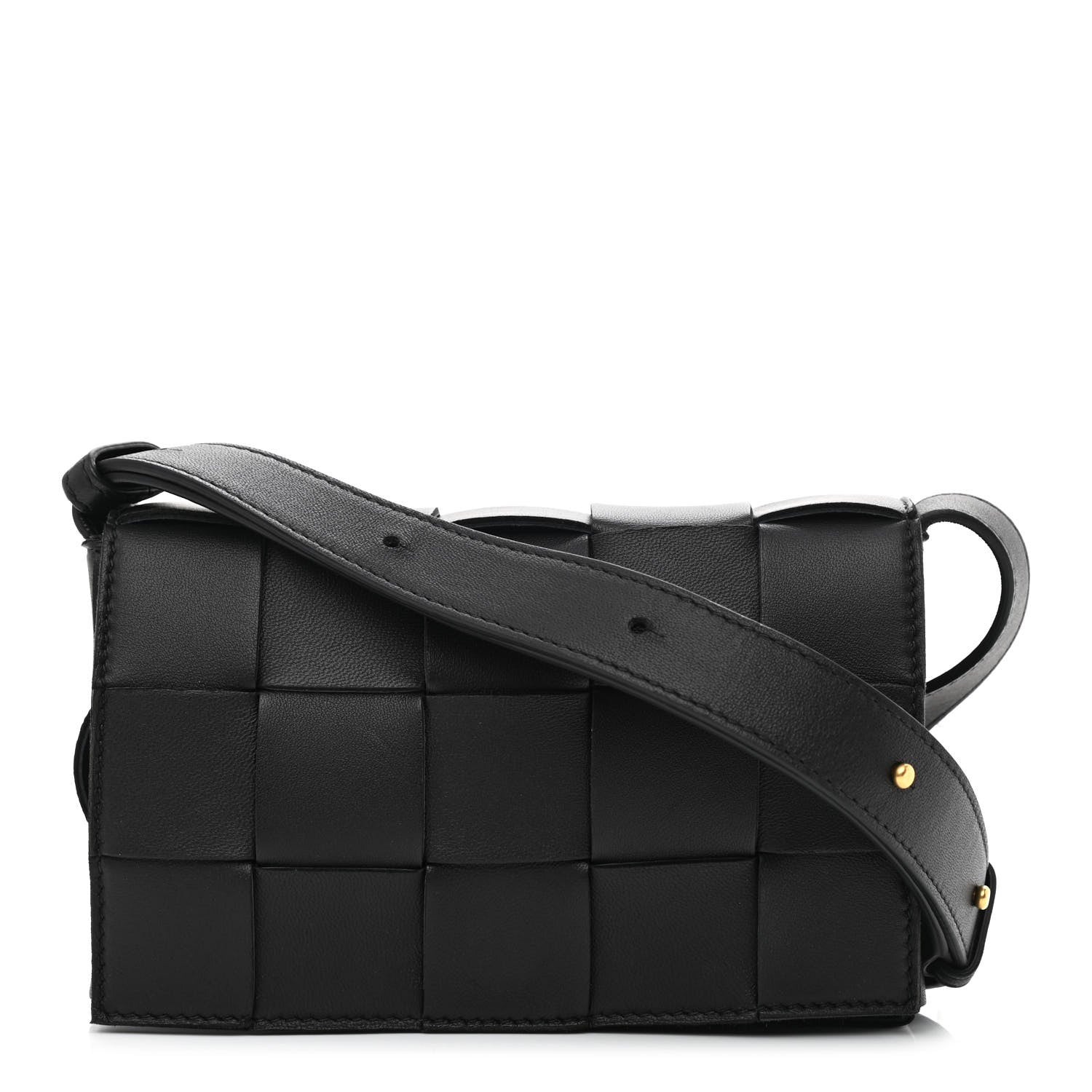 Bottega Veneta Lambskin Maxi Intrecciato Cassette Crossbody Bag Black 1 of 10