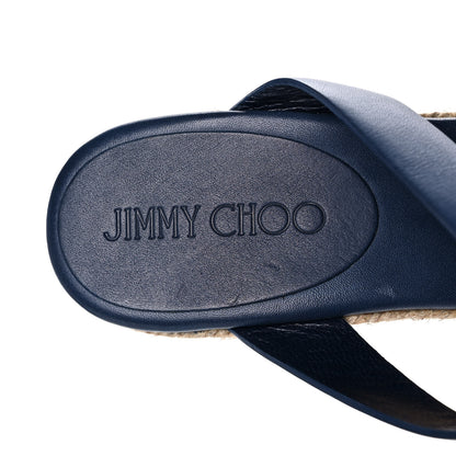 Jimmy Choo Calfskin Prima Cork Wedge Sandals 38.5 Blue 8 of 10
