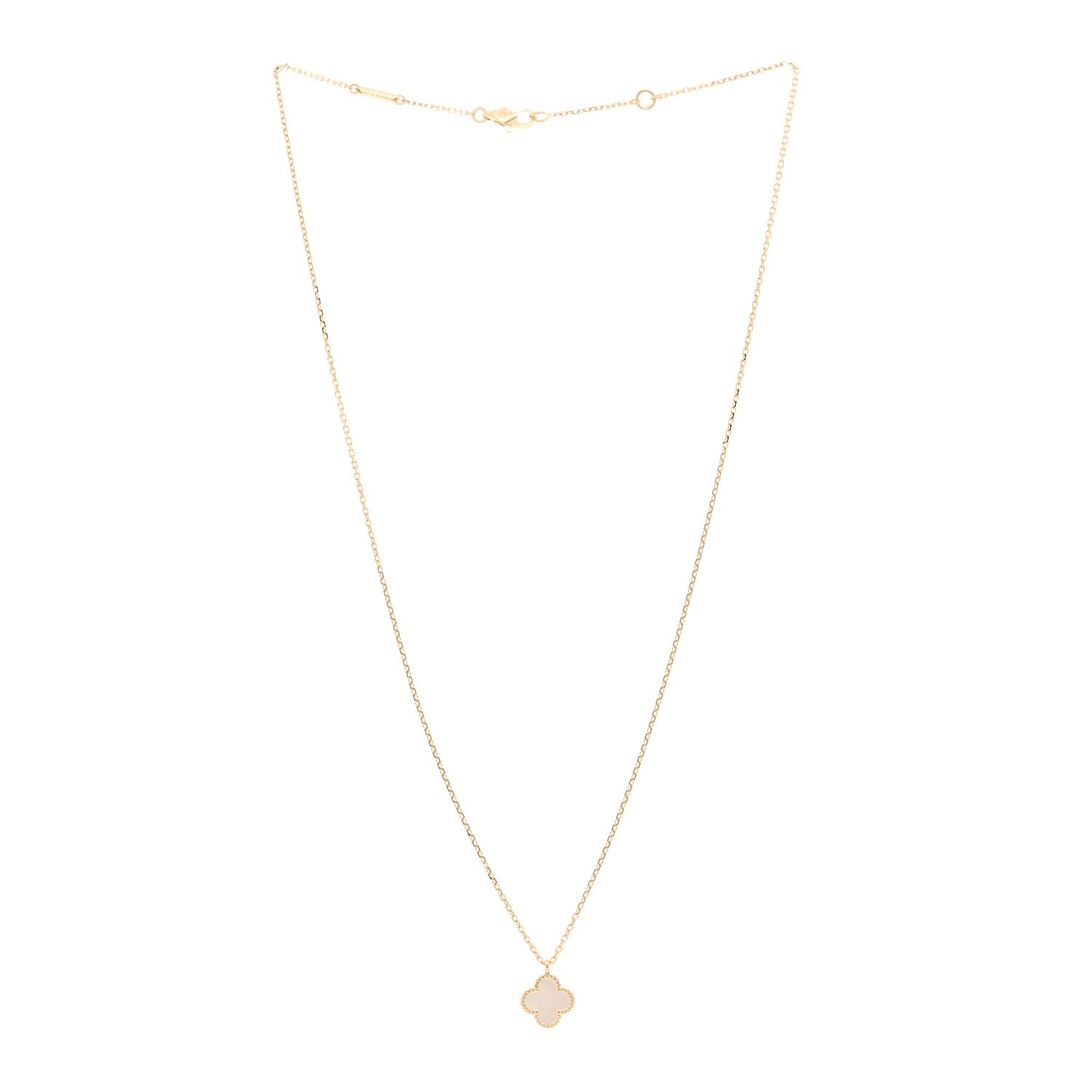 Van Cleef & Arpels 18K Yellow Gold Mother of Pearl Sweet Alhambra Pendant Necklace 3 of 5