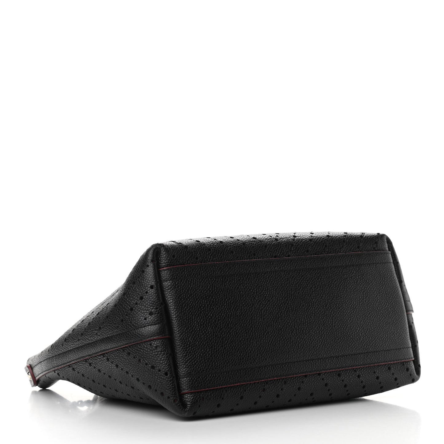 Caviar Perforated Drawstring CC Bag Black Burgundy