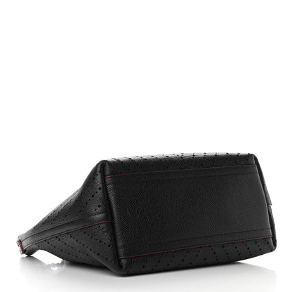Chanel Caviar Perforated Drawstring CC Bag Black Burgundy 5 of 11