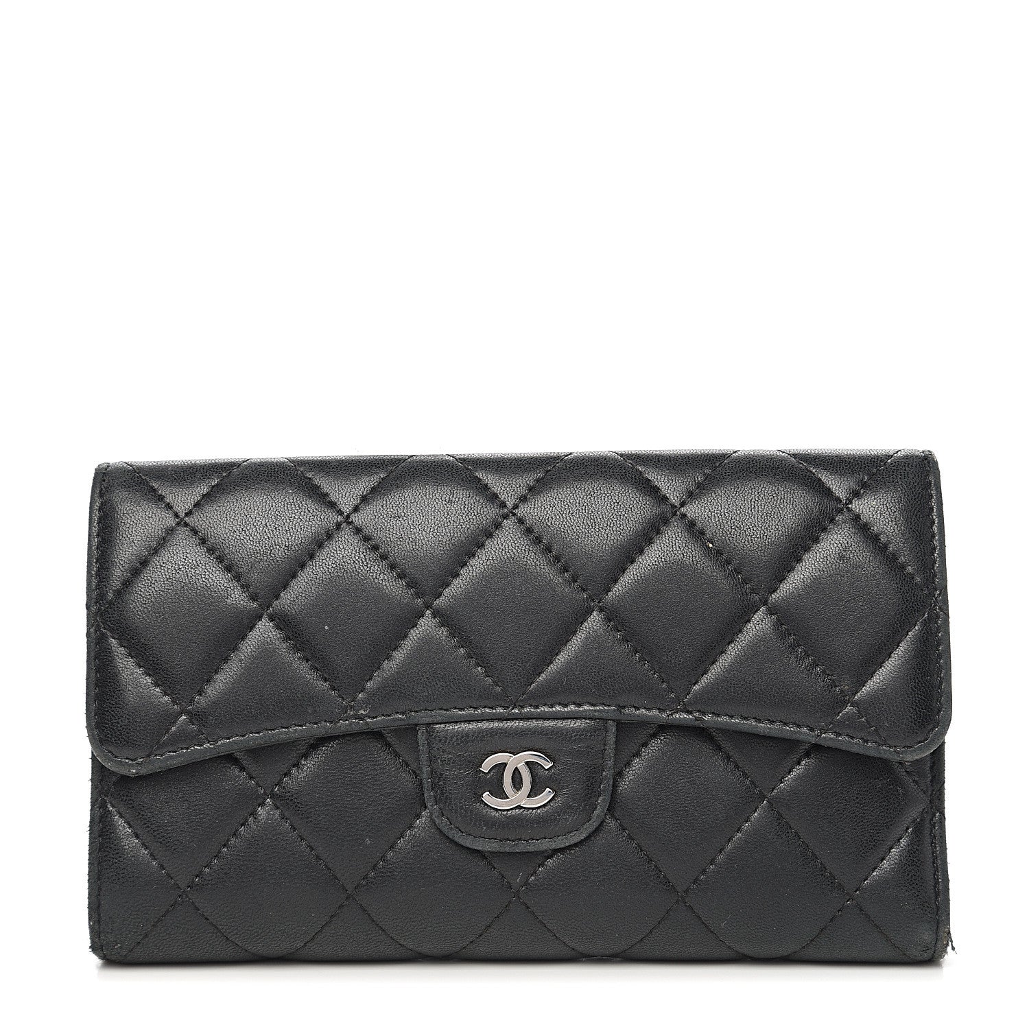 Chanel Lambskin Quilted Large Flap Wallet Black 1 of 14