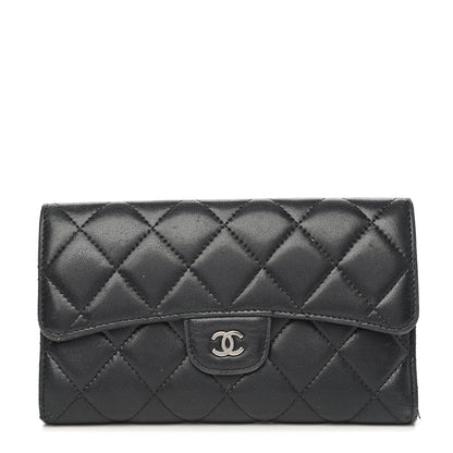 Chanel Lambskin Quilted Large Flap Wallet Black 1 of 14