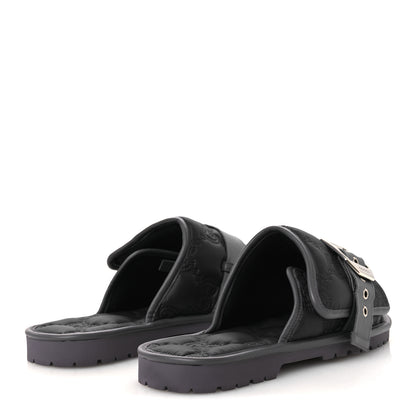 Gucci Nylon Calfskin GG Matelasse Mens Slide Sandals 11 Blue Grey 5 of 10