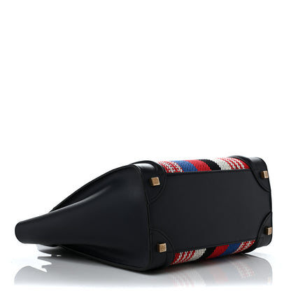 Celine Smooth Calfskin Striped Canvas Micro Luggage Navy Blue 3 of 9