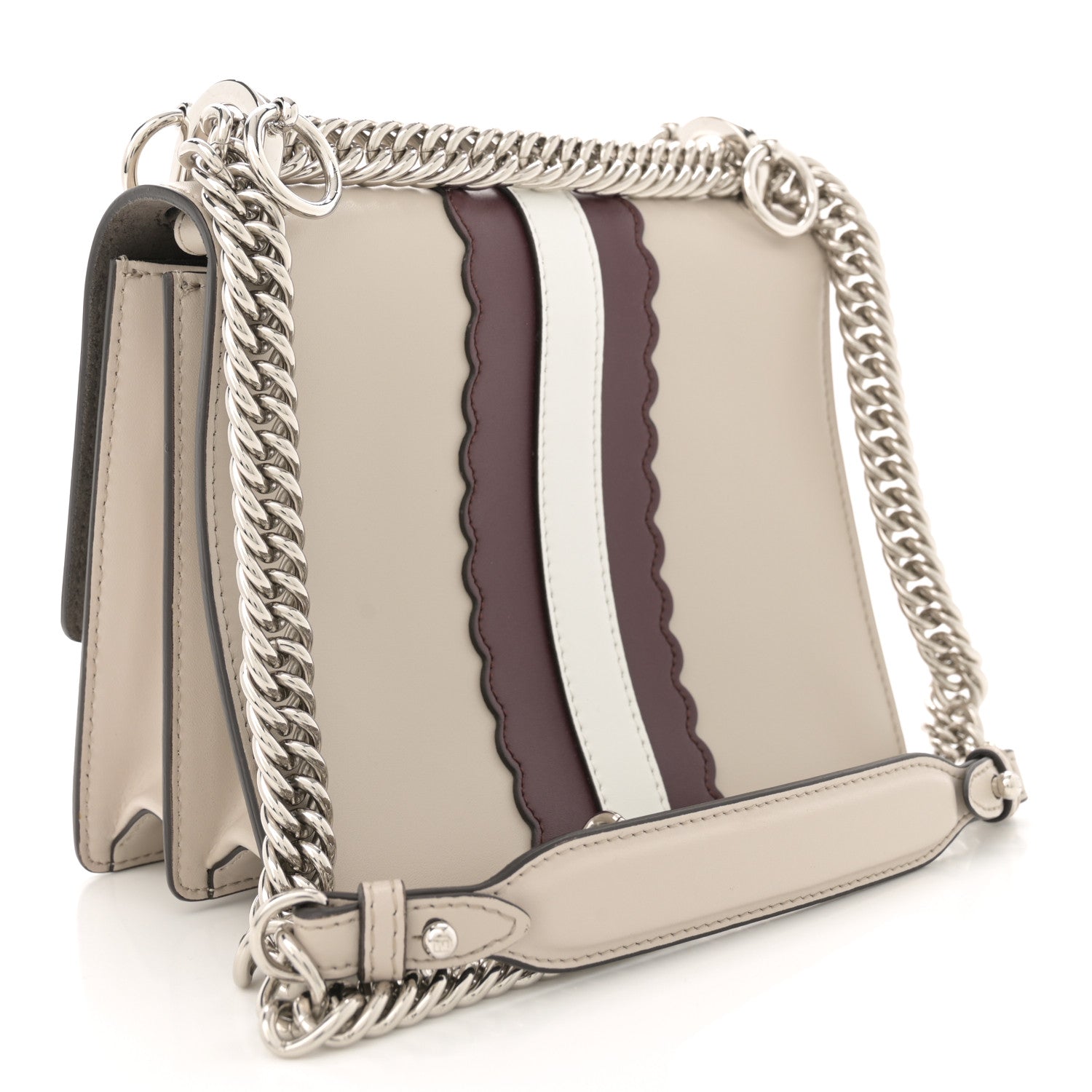 Fendi Vitello Liberty Lucido Catalan Mirror Hypnoteyes Studded Small Kan I Shoulder Bag Grigio Polvere Bordeaux Multicolor 3 of 10