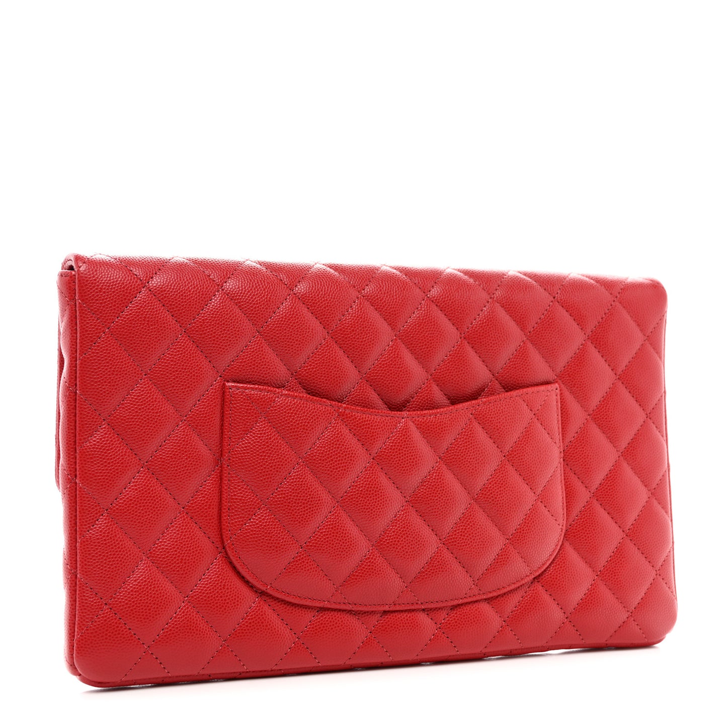 Caviar Quilted Flap Clutch Red