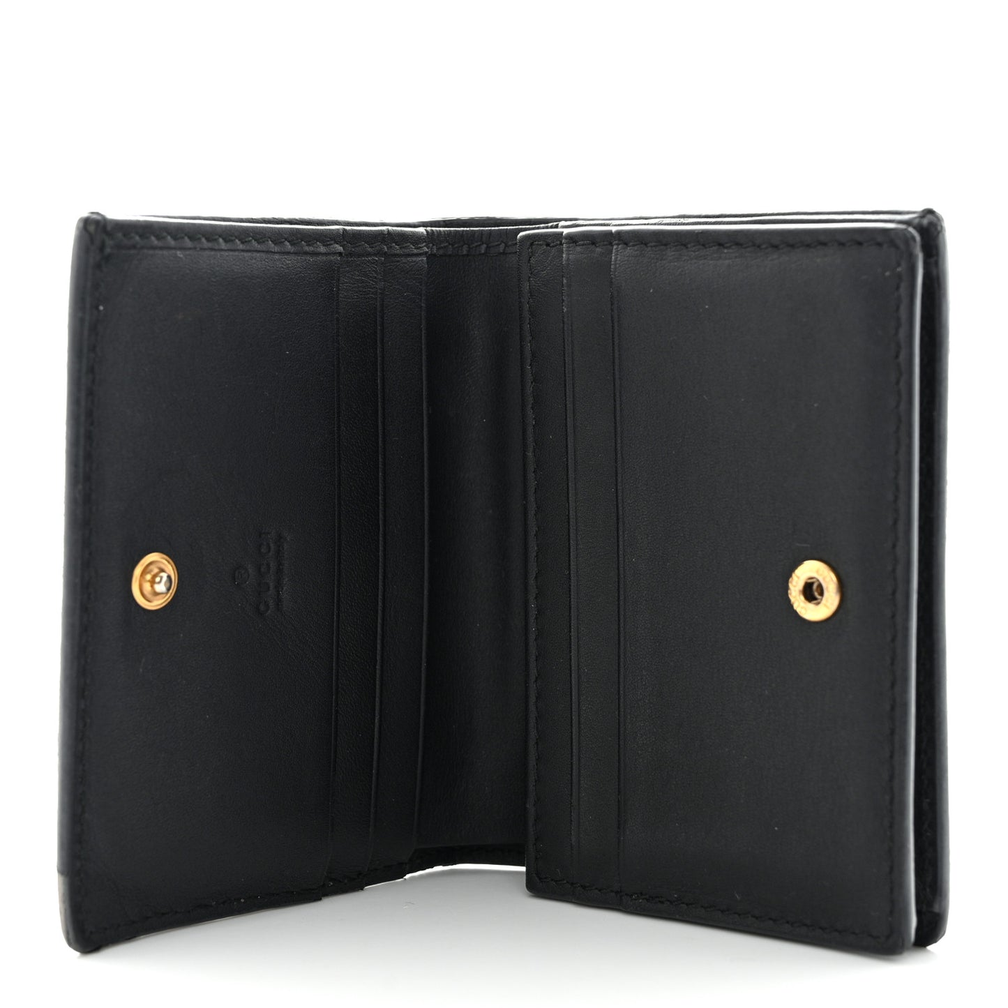 Calfskin Queen Margaret Card Case Wallet Black Mystic White