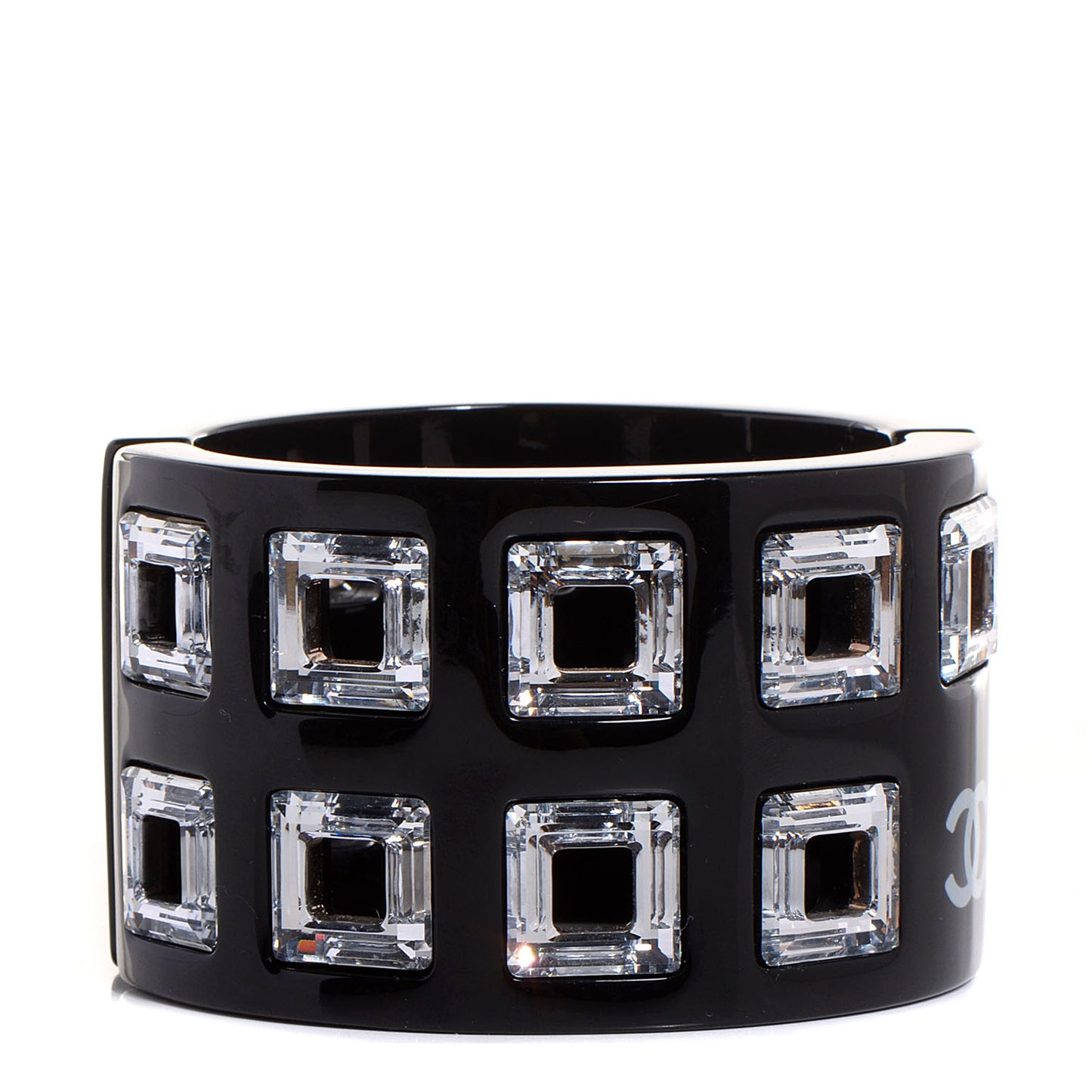 Resin Baguette Crystal CC Cuff Black