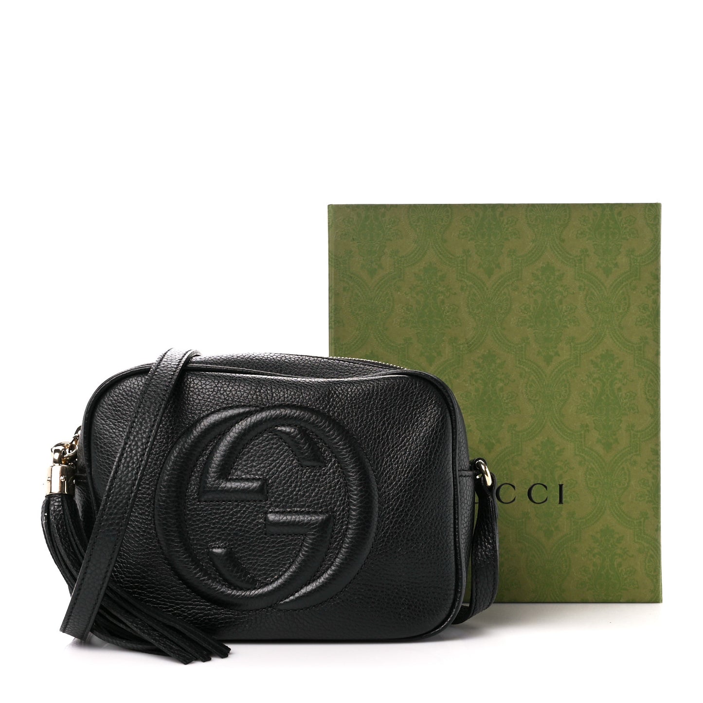Pebbled Calfskin Small Soho Disco Bag Black