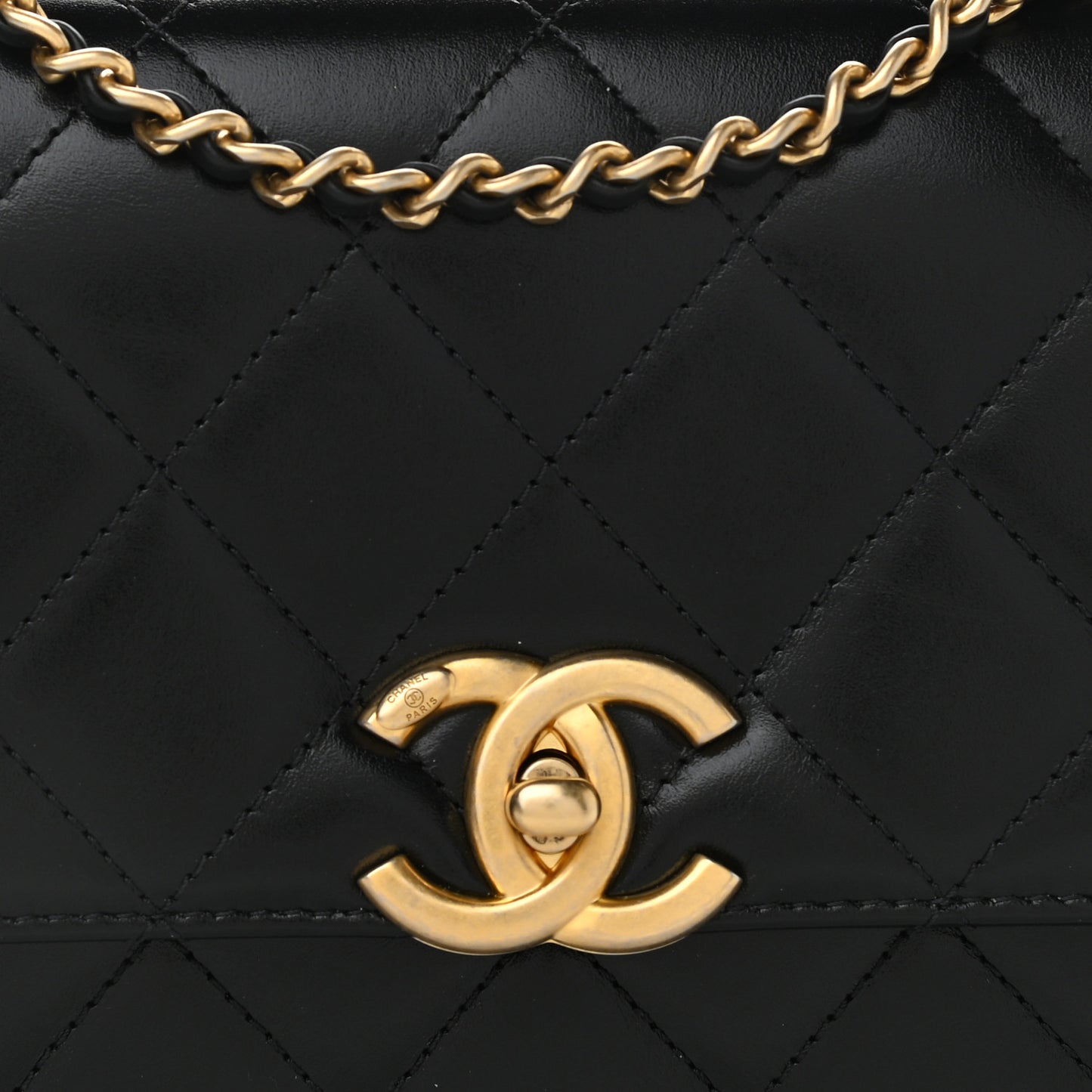 Calfskin Quilted Perfect Fit Flap Black