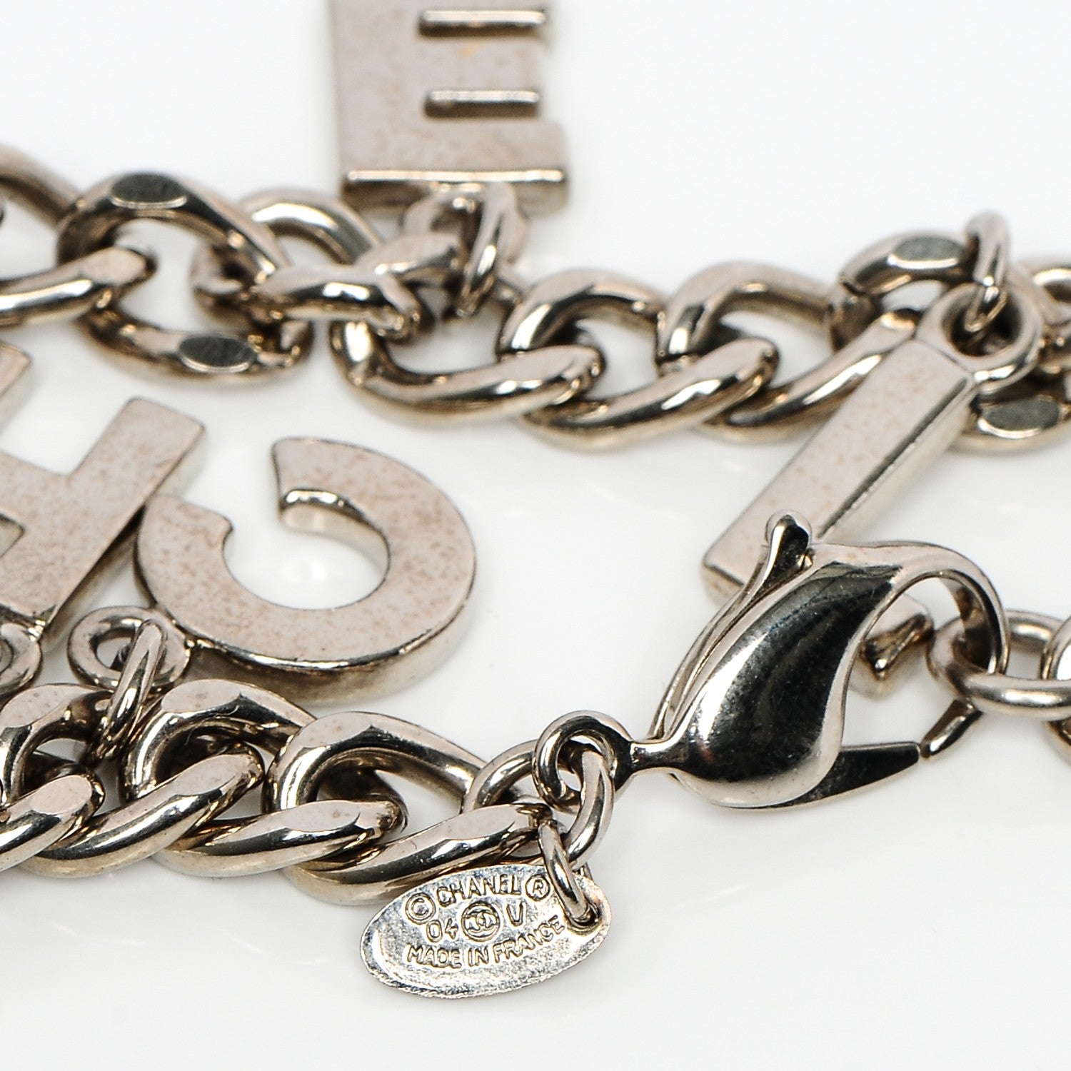 Chanel CC Logo Charms Bracelet Silver 3 of 4