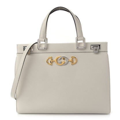 Gucci Grainy Calfskin Medium Zumi Top Handle Bag Mystic White 1 of 9