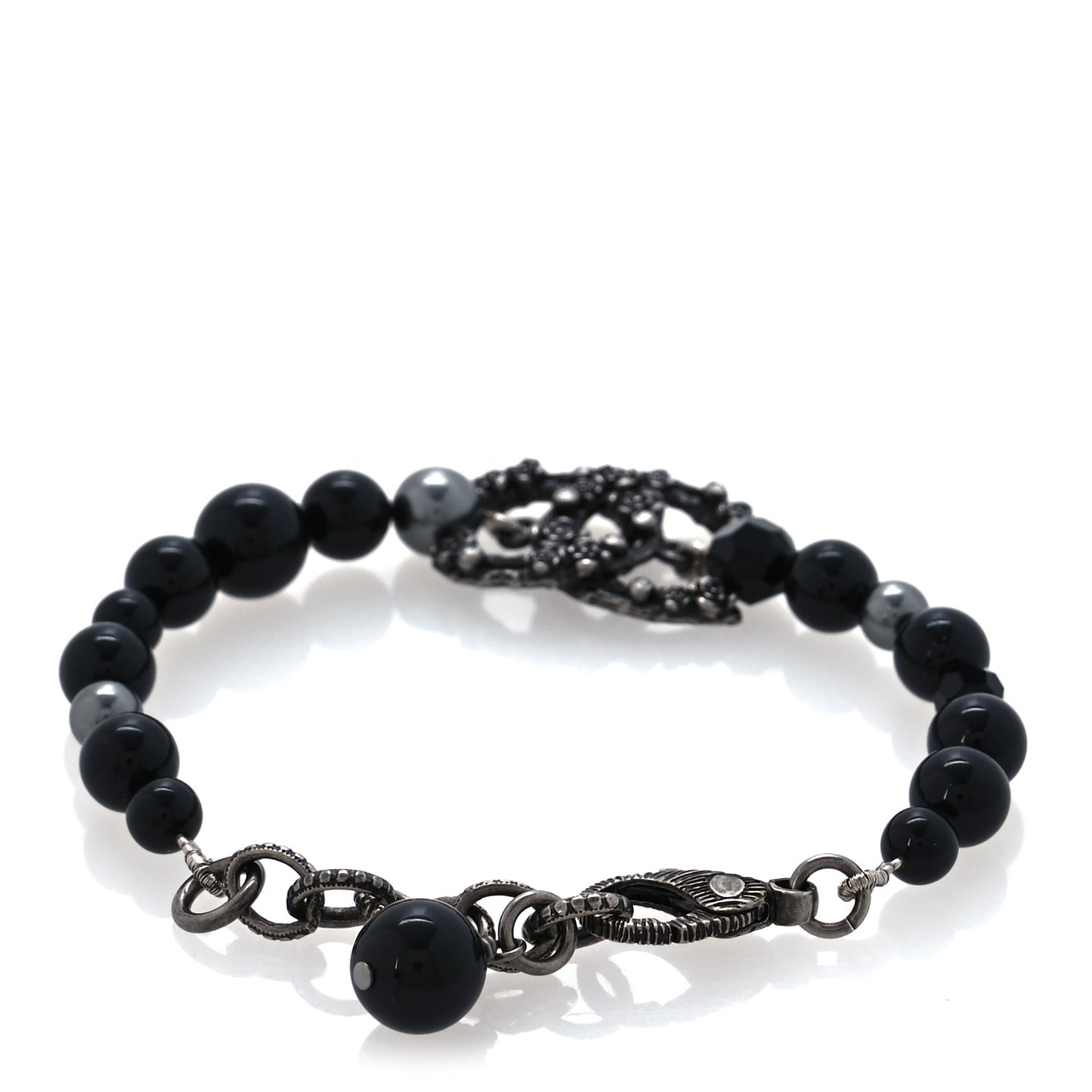 Pearl Crystal CC Camellia Bracelet Ruthenium Black